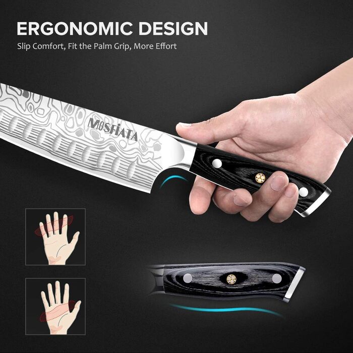 Ніж шеф-кухаря, ніж Сантоку кухонний ніж професійний ніж шеф-кухаря універсальний ніж з нержавіючої сталі дуже гостре лезо з подар