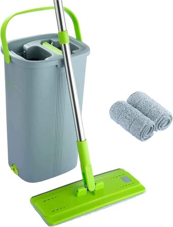 Набір швабри та відра EasyGleam - швабра для підлоги з телескопічною штангою, Інноваційне двокамерне відро для вологого та сухого
