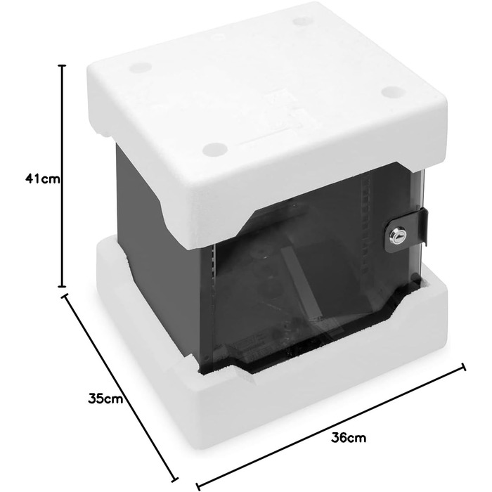 Мережева шафа DIGITUS 10 дюймів - 6U - Настінне кріплення - ВxШxГ 330x312x300 мм - Вантажопідйомність 30 кг - Корисна глибина 240 мм - Серія SOHO - Чорний 6U