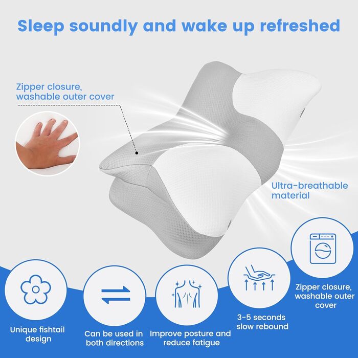 Подушка для сну на боці, зручна ортопедична подушка з піни з ефектом пам&39яті, подушка для підтримки шиї для сну на боці, ергономічна подушка для сну на боці, подушка для сну для шиї.