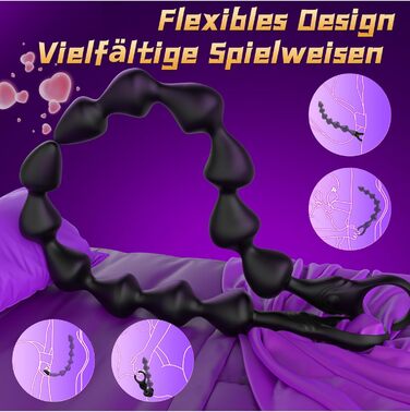 Вібруючий анальний плаг Tagnaff, з рідкого силікону, 36,5 см, 10 режимів вібрації, чорний