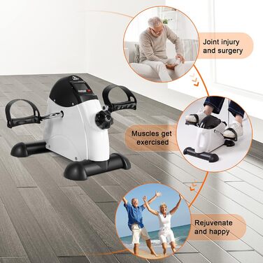 Міні-велотренажер, велотренажер Uten з регульованим опором та нековзним килимком, міні-велотренажер для рук та ніг для дому та офісу, регульований та портативний - білий