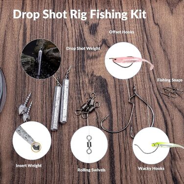 Набір рибальських снастей THKFISH Обважнювачі Рибальські грузила Рибальські обважнювачі для дроп-шоту Комплект рибальських обважнювачів Drop Shot Rig Crazy Offset Гачки Rolling Swivels Карабіни Набір рибальських снастей C-Fishing Tackle 103 предмети