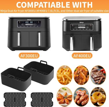 Аксесуари для фритюрниці Ninja, 10 шт. аксесуарів Ninja Af300eu Af400eu Foodi Dual Zone, 7.6L-9.5L Аксесуари для фритюрниці Ninja