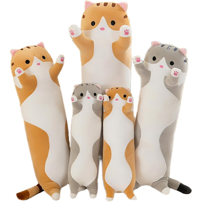 Плюшева іграшка-подушка Кішка Kawaii XXL, 50 см сіра