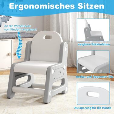 Дитячий стіл та стілець з регульованою висотою, дошкою для малювання та відділенням для зберігання, художній стіл/стіл для учнів з нековзними ніжками, для дітей від 3 років (сірий)