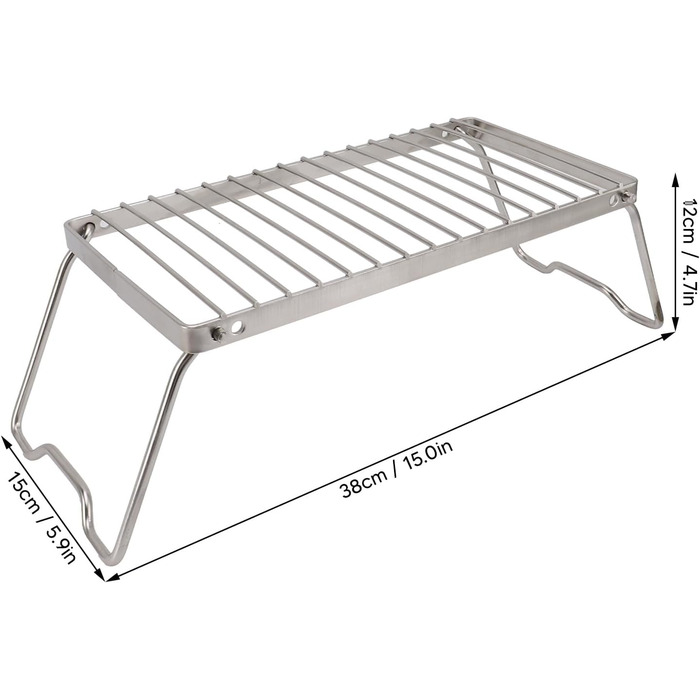 Складаний кемпінговий гриль з нержавіючої сталі з регульованою висотою, товстіші решітки для багаття, гриль-рюкзак без протікання для використання на свіжому повітрі, довговічна продуктивність