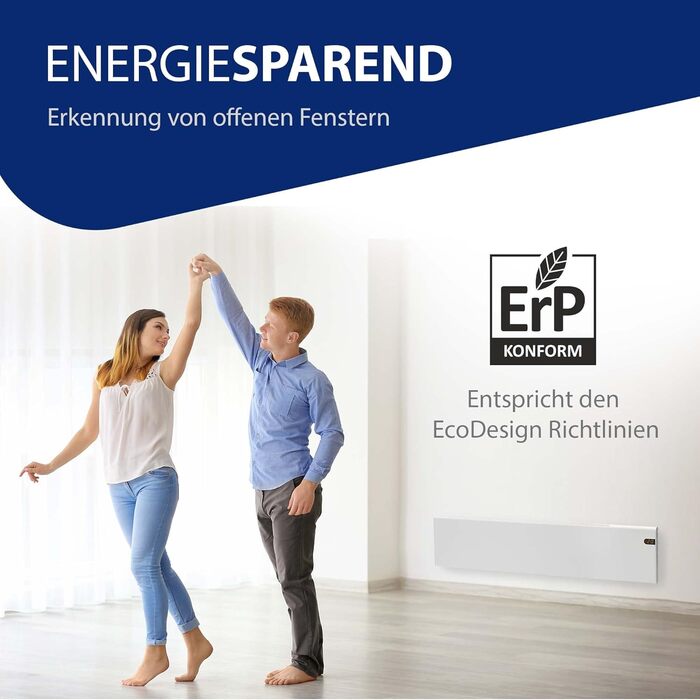 Електричний радіатор - 1000 Вт, білий Термостат з таймером, тижневий режим Електричний обігрівач Настінний конвектор Настінний електричний обігрівач Електричний радіатор, 200 мм, KDT IP20