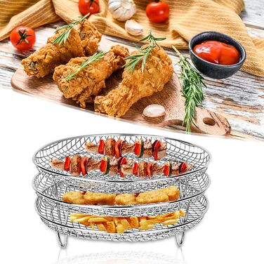 Стійка для фритюрниці Swsdee, кругла тришарова стійка для дегідратора для фритюрниці, 304 Аксесуари для стійки для дегідратора з нержавіючої сталі, підходить для фритюрниць 4.2QT-5.8QT