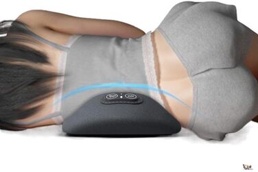 Масажер для спини Dr. Vitalex 3-в-1 OrthoFlex Pro, електрична подушка для поперекової підтримки з підігрівом та вібрацією, масажер для попереку та хребта, темно-сірий, 59*23*8 см