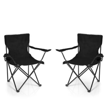Складаний стілець Кемпінговий стілець Рибальський стілець з тримачем для напоїв та сумкою для перенесення - Складаний рибальський стілець - Складаний стілець Садовий стілець Складаний стілець Крісло для відпочинку Рибальський стілець Складаний Чорний, 2 ш