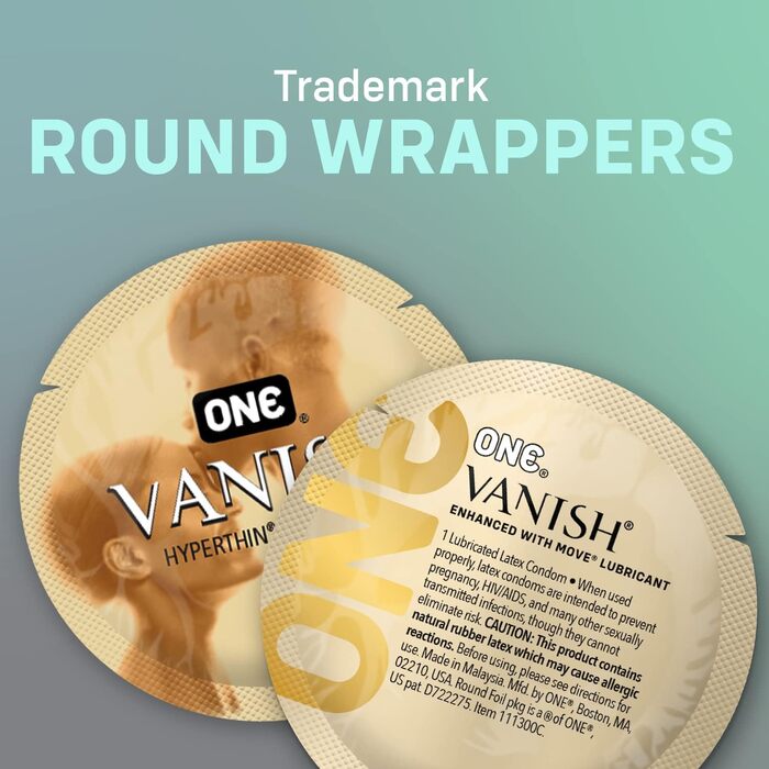 Презервативи ONE Vanish, гіпертонкі презервативи, веганські, без ГМО, з натурального каучукового латексу, 12 шт.