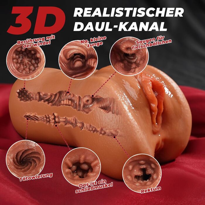 Реалістична мастурбація для чоловіків, кишеньковий мастурбатор 2-в-1 для чоловіків, силіконова кишенькова мастурбація з 3D клітором, двоканальний мастурбатор, велика секс-іграшка для чоловіків, соло та пар