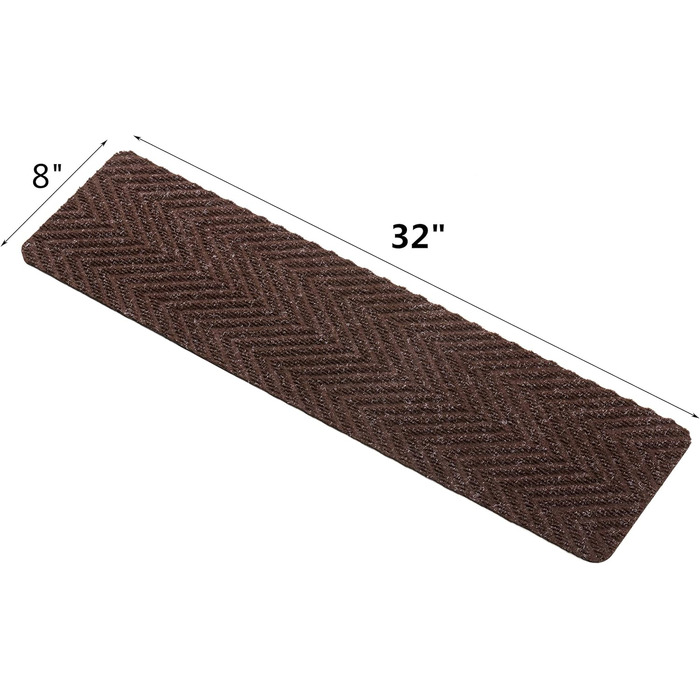 Килимки для сходів для приміщень та вулиці, протиковзкі гумові килимки для сходів, протиковзкі килимки для сходів для домашніх тварин та собак, міцні та еластичні, набір з 14 коричневих килимків 32x8 дюймів (8 32 дюйми)
