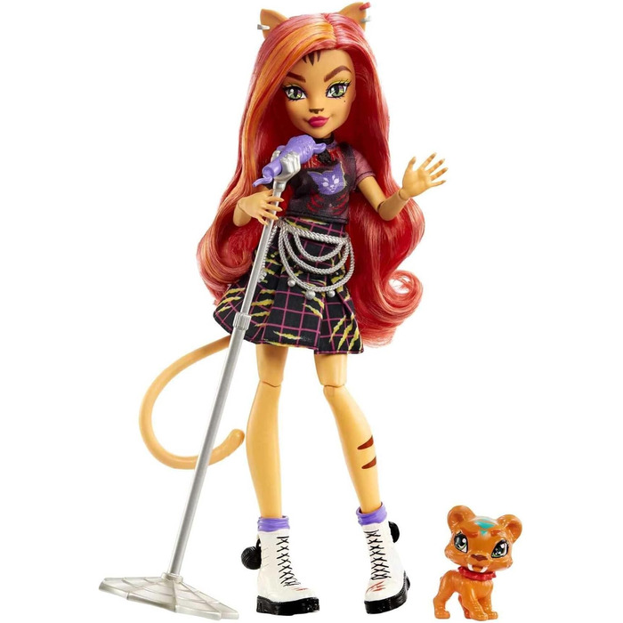Колекційна лялька Monster High Toralei HHK57, смугаста, з домашніми тваринами та аксесуарами, Солодкі ікла G3 Перезавантаження, різнокольорова