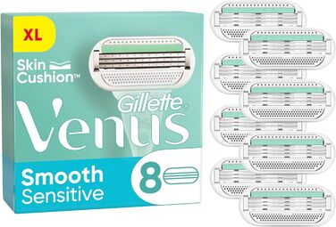 Леза для бритви Gillette Venus Smooth Sensitive Women, 8 змінних лез для жіночих бритв з 5-кратним лезом