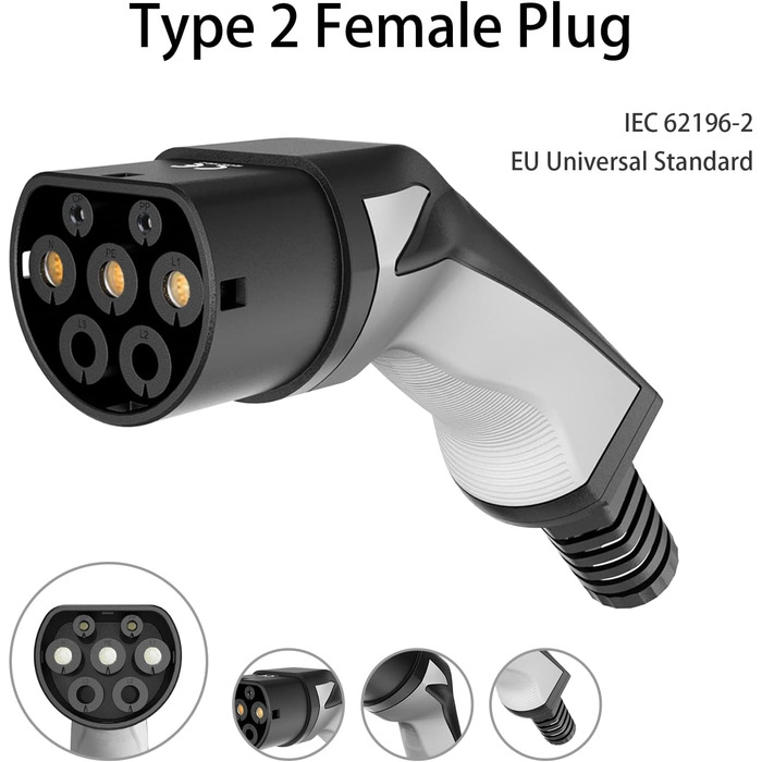 Портативний зарядний пристрій Teskee Type 2 з індикатором Кейс для перенесення для всіх електромобілів та гібридних автомобілів 3,