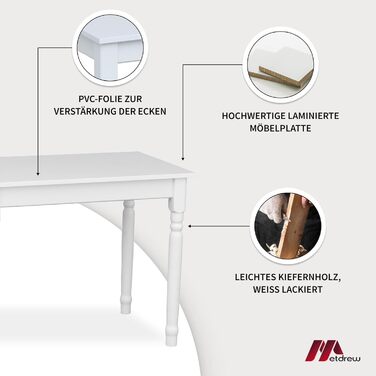 Дерев&39яний обідній стіл кухонний стіл 100x60 дерев&39яний стіл стіл з декоративними ніжками обідній стіл на 4 особи маленький кухонний стіл скандинавський стиль білий кухонний стіл стільниця біла 100 см x 60 см