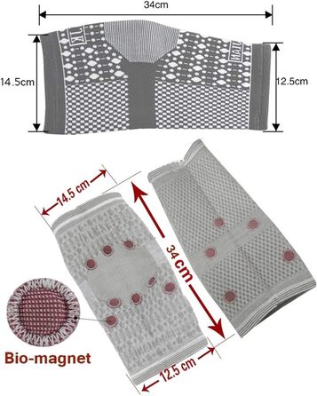 Мідний магнітний наколінник, еластична компресія, магнітна терапія, наколінник з турмаліновими магнітами, камені, наколінники