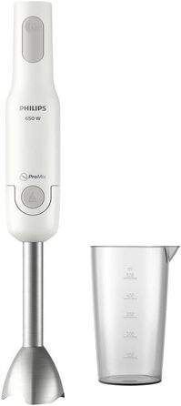 Ручний блендер Philips Daily Collection ProMix, інтуїтивно зрозумілий простий, потужний, 650 Вт, ергономічний дизайн, захист від бризок для ножового блоку, пластик/метал (HR2534/00)