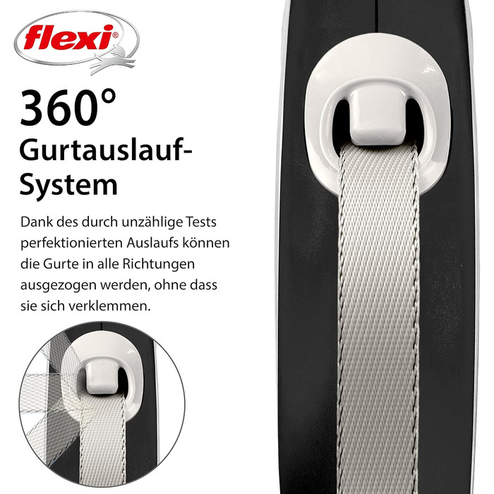 flexi® Comfort L Harness 8 м чорний, висувний повідець для собак до 50 кг
