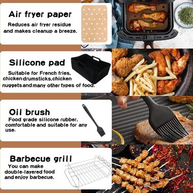 Аксесуари для двозонної аерофритюрниці, набір аксесуарів для фритюрниці з силіконовою формою для Ninja Foodi AF300EU,AF400EU,AF400EUCP, Innsky, аксесуари для подвійної фритюрниці Princess 7,6 л-9,5 л, решітка для гриля аерофритюрниці тощо