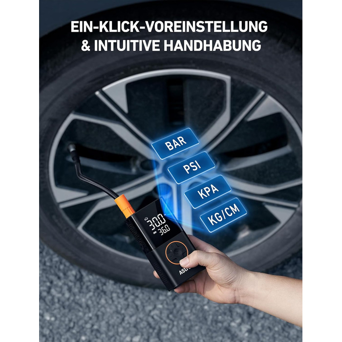 Бездротовий електричний повітряний насос AstroAI, портативний акумуляторний велосипедний насос з усіма клапанами, світлодіодне світло, акумуляторний насос для шин для велосипедів, електровелосипедів, автомобілів, мотоциклів, м&39ячів, чорний