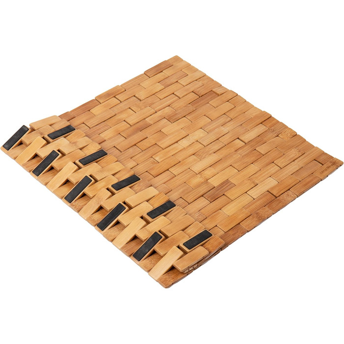 Колекція Mind Reader Bali, розкішний бамбуковий килимок для душу в рулоні, 23.5 'L x 16.5 W x 0.4 H, коричневий, коричневий