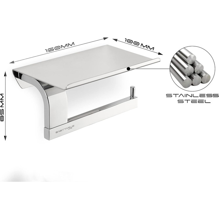 Тримач для туалетного рулону з полицею з нержавіючої сталі Тримач для туалетного рулону з полицею Тримач для туалетного паперу Три