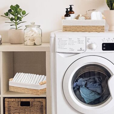 Набір плетених кошиків для зберігання з 2 предметів, плетений кошик ручної роботи в стилі бохо, декоративний кошик з ротанга з ручками та підкладкою, кошик-полиця, кошик для ванної кімнати, органайзер для пеленального столика (бежевий)