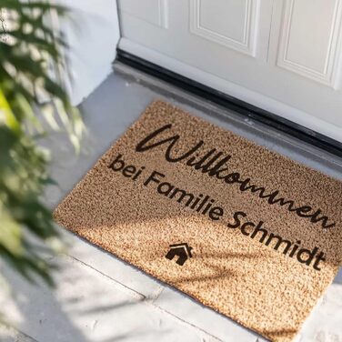 Персоналізований кокосовий килимок для вхідних дверей з гравіюванням та іменем вітальний килимок для вхідних дверей подарунок на новосілля, весільний подарунок, подарунок на переїзд