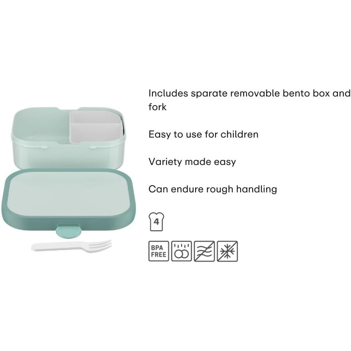 Ланчбокс Campus - Дитячий ланчбокс Bento з виделкою та роздільниками - Контейнер для їжі з кліпсою, без BPA, можна мити в посудомийній машині - 750 мл - Динозавр Стандартний Дино