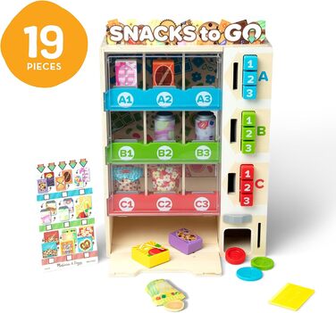 Ігровий набір Торговий автомат Melissa & Doug, 19 деталей, зі снеками, напоями та монетами, розвиваюча іграшка для дітей від 3 років