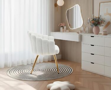 Крісло Chairus зі штучного хутра для вітальні, сучасне м&39яке крісло з металевими ніжками, розслаблююче крісло для спальні та балкону (біле)