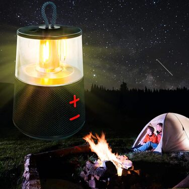 Ліхтар для кемпінгу з Bluetooth-динаміком, портативний підвісний наметовий ліхтар, що перезаряджається, вінтажний кемпінговий ліхтар для вуличних столів у пабі, чорний