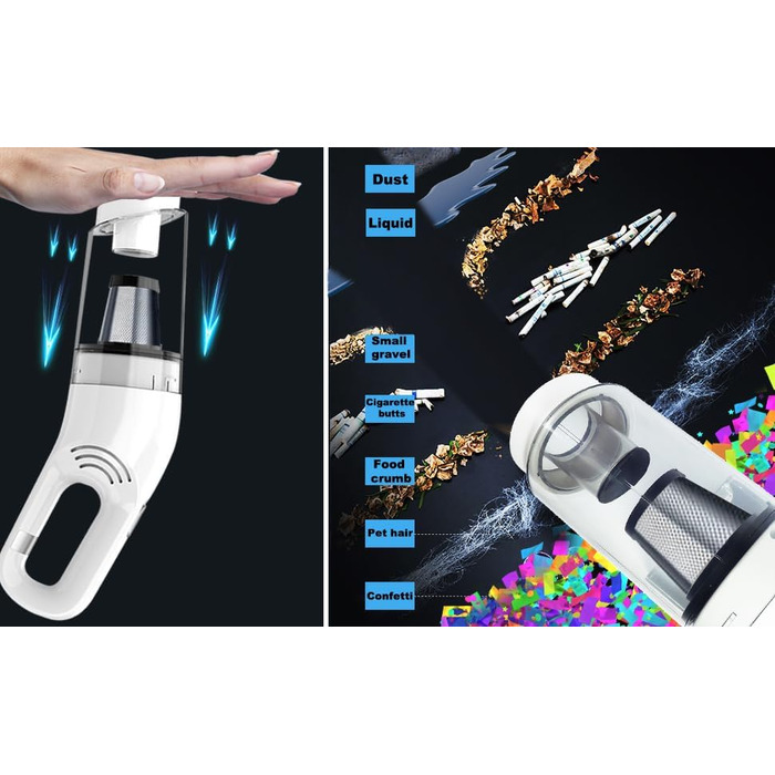 Ручний пилосос, 18000/15000Pa Акумулятор 6000mAh Безмішковий Мокрий Сухий Тест Переможець Автомобільний пилосос 2-ступінчастий всм