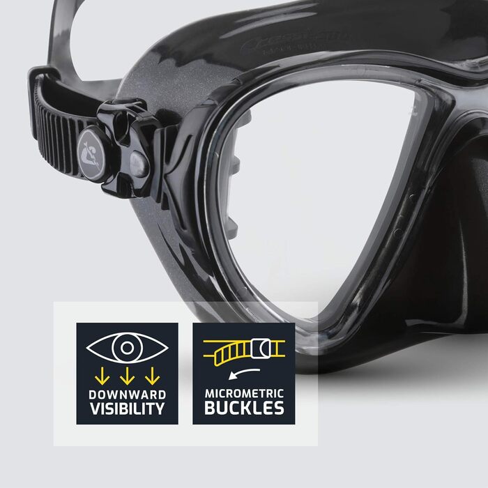 Маска для підводного плавання Cressi Big Eyes Evolution - Окуляри для дайвінгу для дорослих - Мінімальний внутрішній об&39єм - Набір швидкорегульованих пряжок, прозорий/жовтий