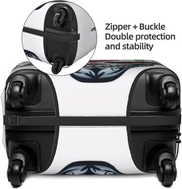 Чохол для валізи з 3D-друком, квітковий мотив черепа, захист під час подорожей, еластичний, миється, підходить для валіз розміром 45,7 - 81,3 см, розмір 3D S