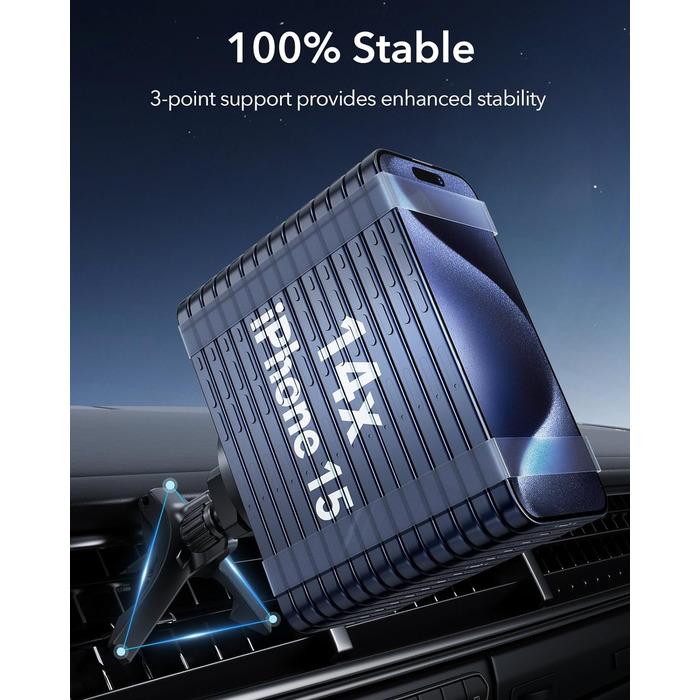 Автомобільний тримач для мобільного телефону ESR для автомобільного кріплення Magsafe, вентиляційний / приладовий магнітний автомо