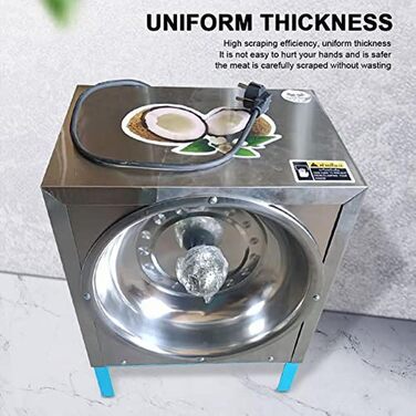 Комерційний подрібнювач скребків для кокосової терки, електрична терка для кокосових горіхів 300 Вт 50-60 шт. /год, нарізка кокосового горіха, вертикальний кокос для бізнесу з переробки кокосів, ресторан, пекарня