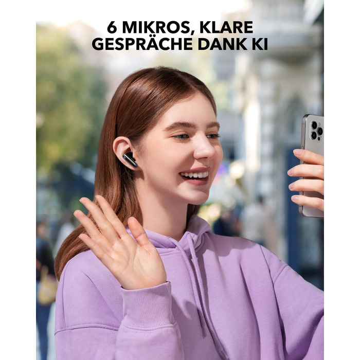 Від Anker, бездротові навушники з шумозаглушенням, адаптивним шумозаглушенням, BassUp, 60 годин відтворення, чохол 2-в-1 і підстав