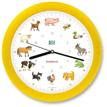 Дитячий годинник KOOKOO KW4000 KidsWorld (жовтий), Ферма з 12 реальними звуками тварин, кварцовий механізм, 34 см