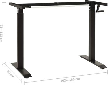 Каркас столу Tiyard, Ручне регулювання висоти, Каркас столу з ручним керуванням, Робочий стіл, Каркас столу, Каркас столу, Чорний