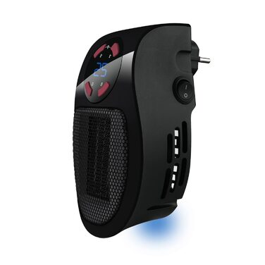Обігрівач Taurus Tropicano Plug Heater, міні-керамічний, портативний, легкий та компактний, бездротовий вентилятор-обігрівач, програмований термостат, 2 рівні потоку, режим охолодження, 500 Вт, пластик, чорний