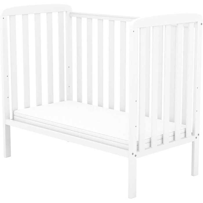 Дитяче ліжко Generic Baby Deluxe 100x50 см Біле з матрацом Дитяче ліжечко-тумбочка з прорізувачами для зубів Масив сосни (компактне дитяче ліжко)