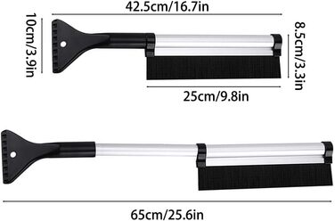 Автомобільний скребок для льоду DONGKER з мітлою, 2 шт. и 16,7-25,6-дюймовий розсувний автомобільний снігоприбирач зі скребком для льоду, телескопічна автомобільна снігова щітка для легкового автомобіля, позашляховика, вантажівки, вікна, підлоги