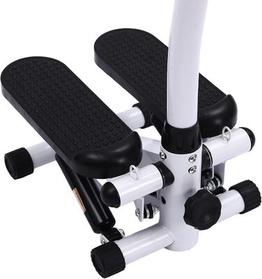 Степер з ручкою, домашній фітнес-тренажер з РК-екраном, рукояткою та еспандером 90 см, для тренування ніг та сідниць, опрацьовує все тіло, максимальна вага 120 кг, 29 x 39 x 110 см, чорний