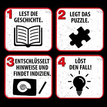 Три слідчі Kids - Crime Puzzle - T-Rex in Action by KOSMOS 680657, 200 елементів, Світиться в темряві, Читання, Пазли, Розгадуванн