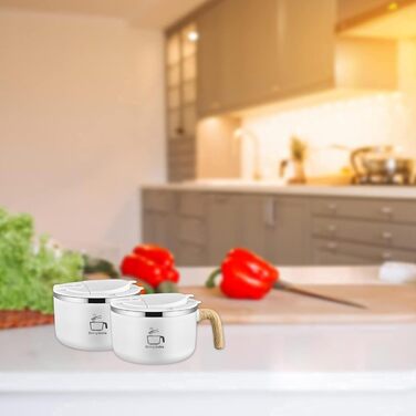 Велика чаша швидкого приготування з нержавіючої сталі 304 об&39ємом 1200 мл, чаша для рамену з кришкою та ложкою, для локшини, пасти, фруктів, салату з пасти та рису (біла)