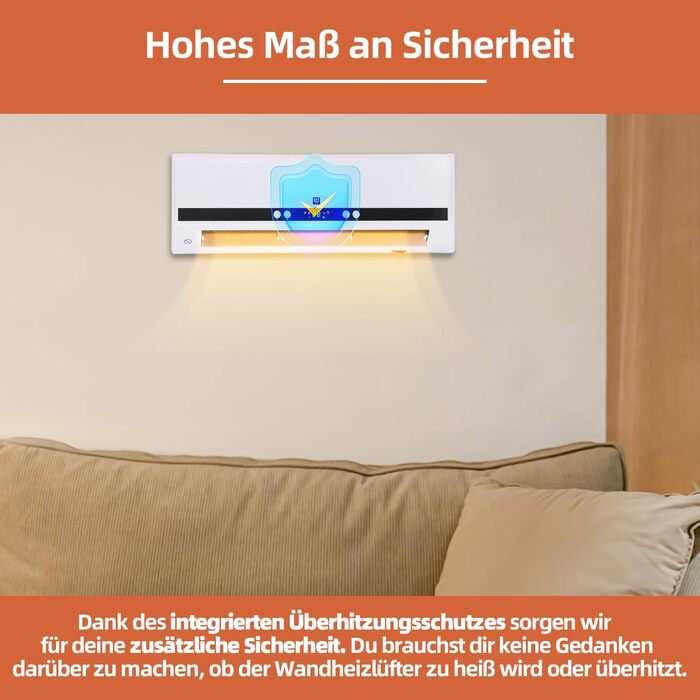 Настінний вентилятор-обігрівач SHX PTC 2000 Вт SHX501HEAT2023 нагрівальний елемент PTC, 2 рівні нагріву, 3 режими роботи, 2000 Вт, електронний термостат, програмування таймера, пульт дистанційного керування, білий